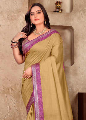 Mehendi Linen Silk Saree With Blouse Piece