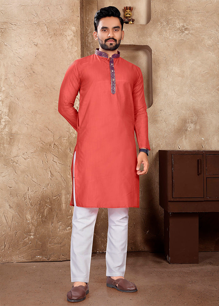 Pink Silk Kurta And Pajama Set