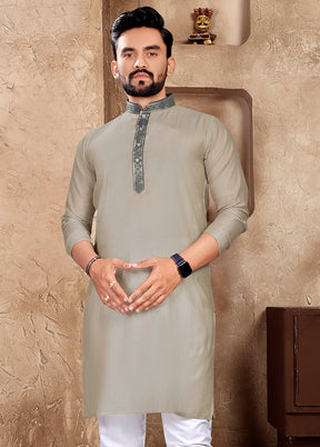 Grey Silk Kurta And Pajama Set