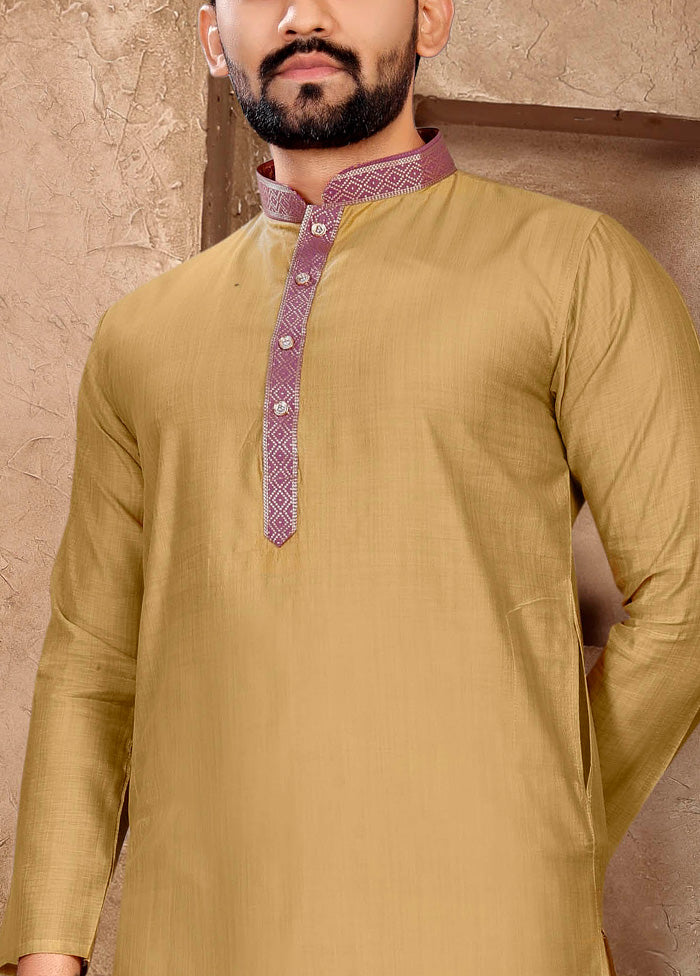 Chiku Silk Kurta And Pajama Set