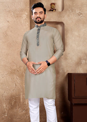 Grey Silk Kurta