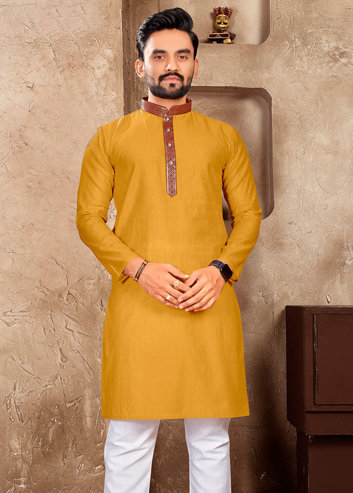 Mustard Silk Kurta