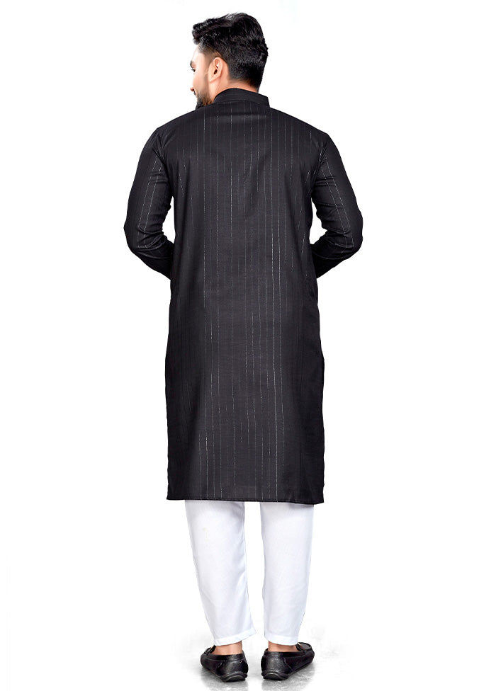 Black Pure Cotton Kurta And Pajama Set