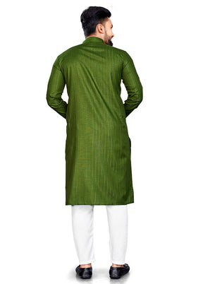 Mehendi Pure Cotton Kurta And Pajama Set