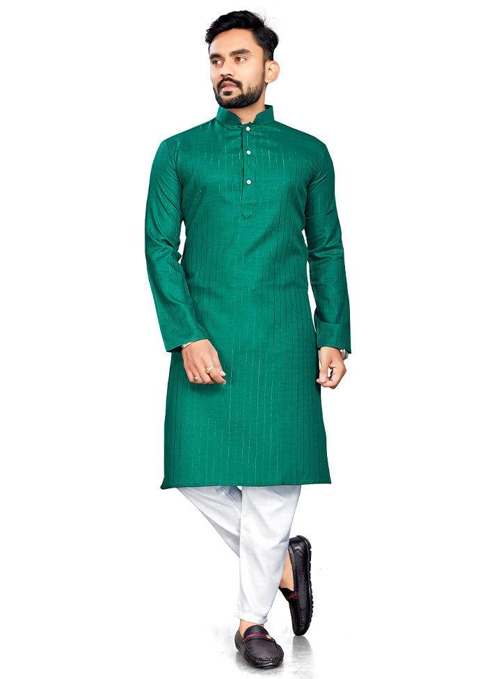 Sea Green Pure Cotton Kurta And Pajama Set