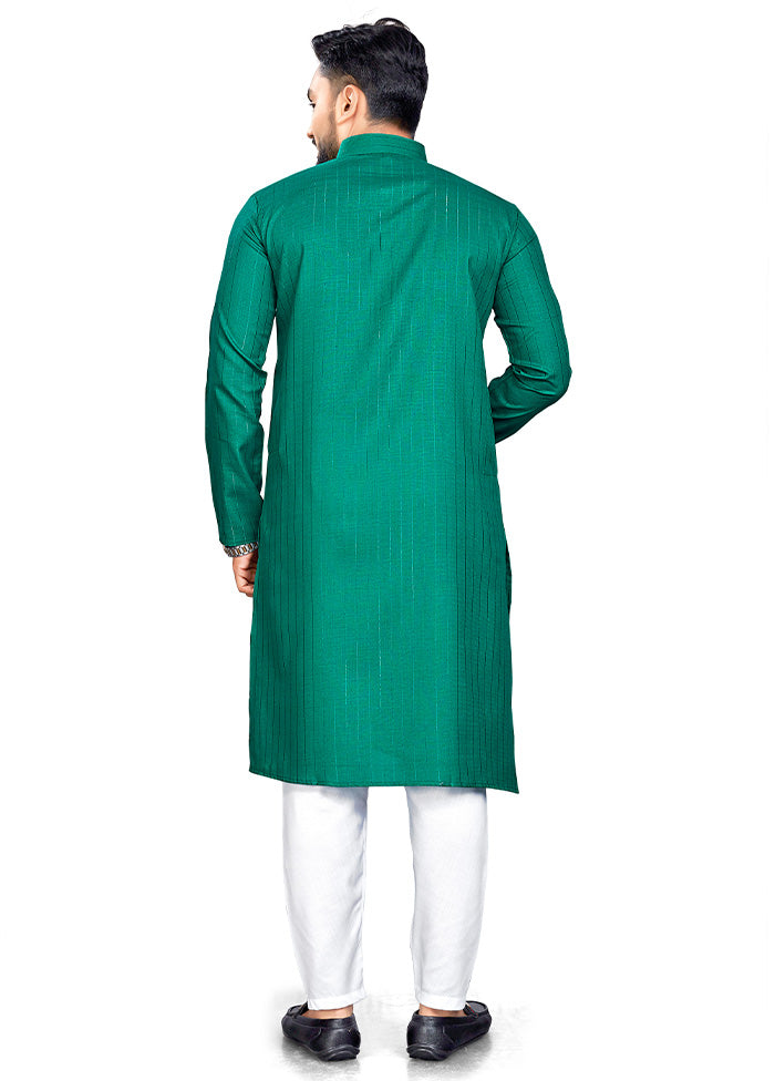 Sea Green Pure Cotton Kurta And Pajama Set