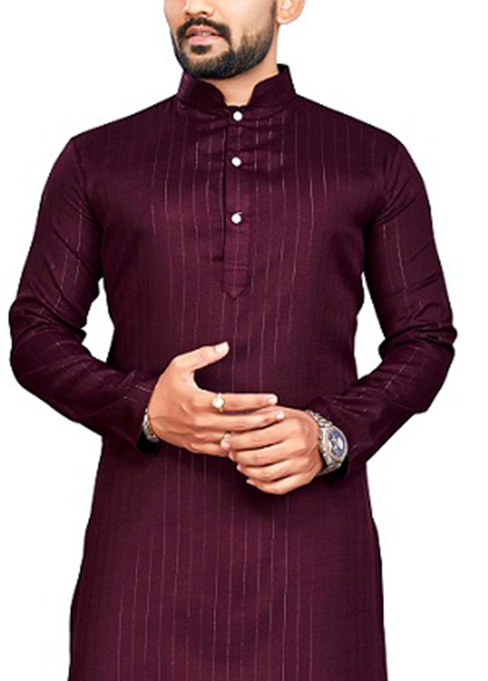 Wine Pure Cotton Kurta And Pajama Set