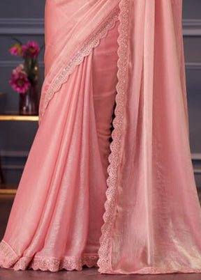 Peach Chiffon Silk Saree With Blouse Piece