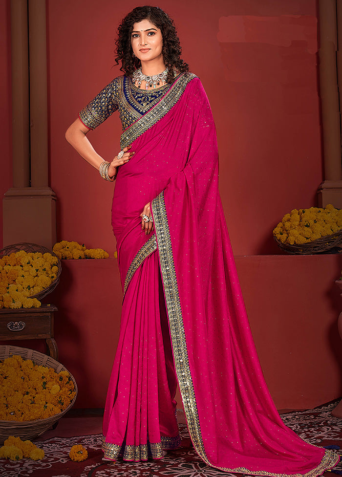 Pink Spun Silk Saree With Blouse Piece