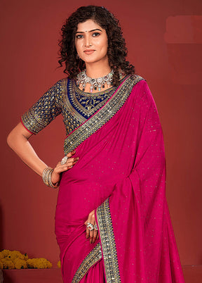 Pink Spun Silk Saree With Blouse Piece