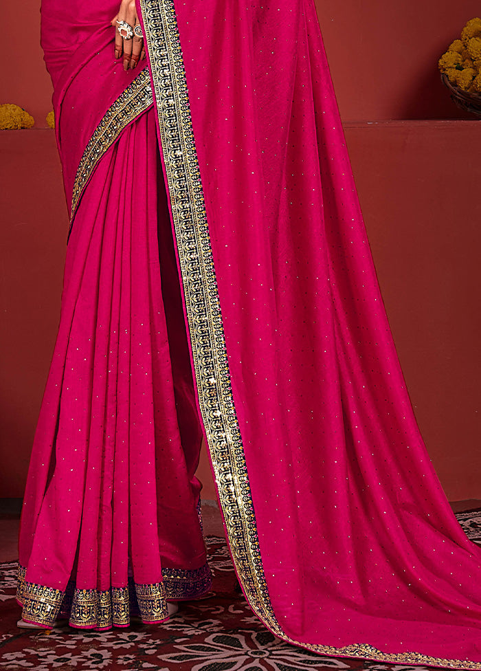 Pink Spun Silk Saree With Blouse Piece