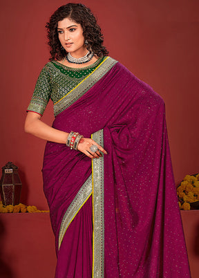 Wine Spun Silk Saree With Blouse Piece