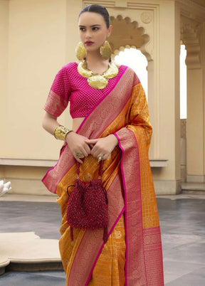 Mustard Banarasi Silk Saree With Blouse Piece