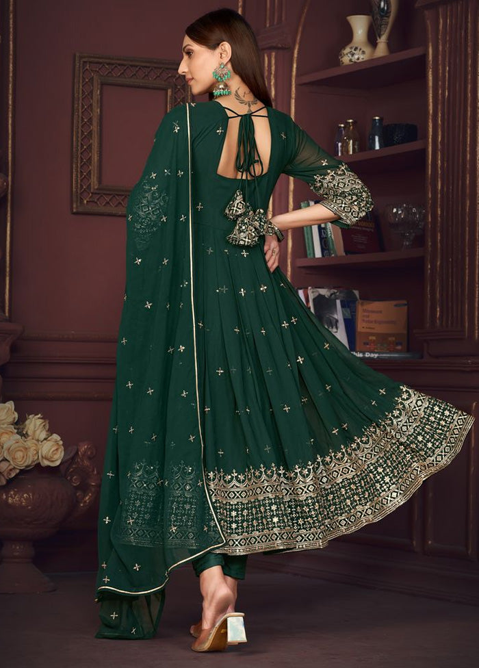 3 Pc Green Semi Stitched Georgette Suit Set