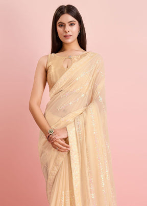 Gold Georgette Saree With Blouse Piece