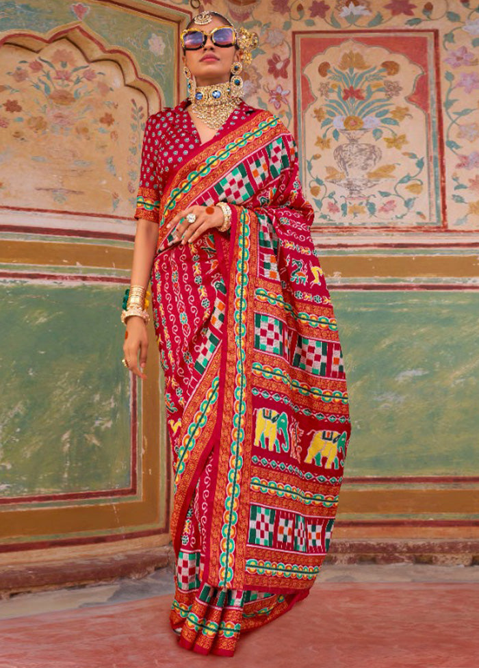 Multicolor Spun Silk Saree With Blouse Piece