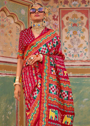 Multicolor Spun Silk Saree With Blouse Piece