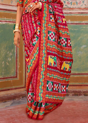 Multicolor Spun Silk Saree With Blouse Piece