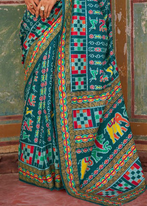 Multicolor Spun Silk Saree With Blouse Piece