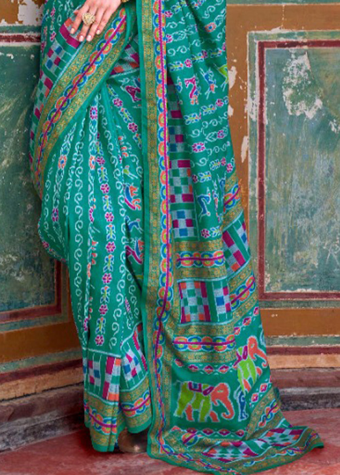 Multicolor Spun Silk Saree With Blouse Piece