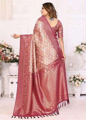 Cream Banarasi Silk Saree With Blouse Piece