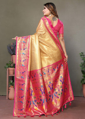 Cream Banarasi Silk Saree With Blouse Piece