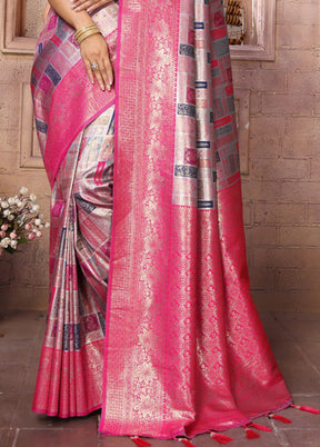 Purple Banarasi Silk Saree With Blouse Piece