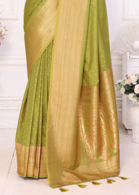 Light Green Spun Silk Saree With Blouse Piece