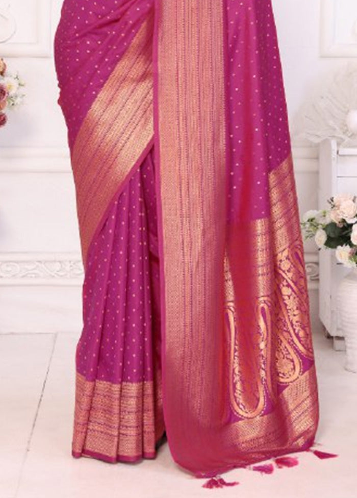 Pink Spun Silk Saree With Blouse Piece