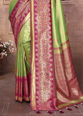 Light Green Banarasi Silk Saree With Blouse Piece