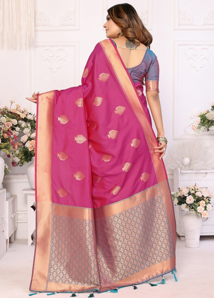 Pink Spun Silk Saree With Blouse Piece