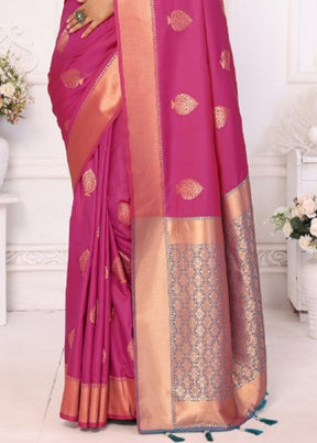 Pink Spun Silk Saree With Blouse Piece