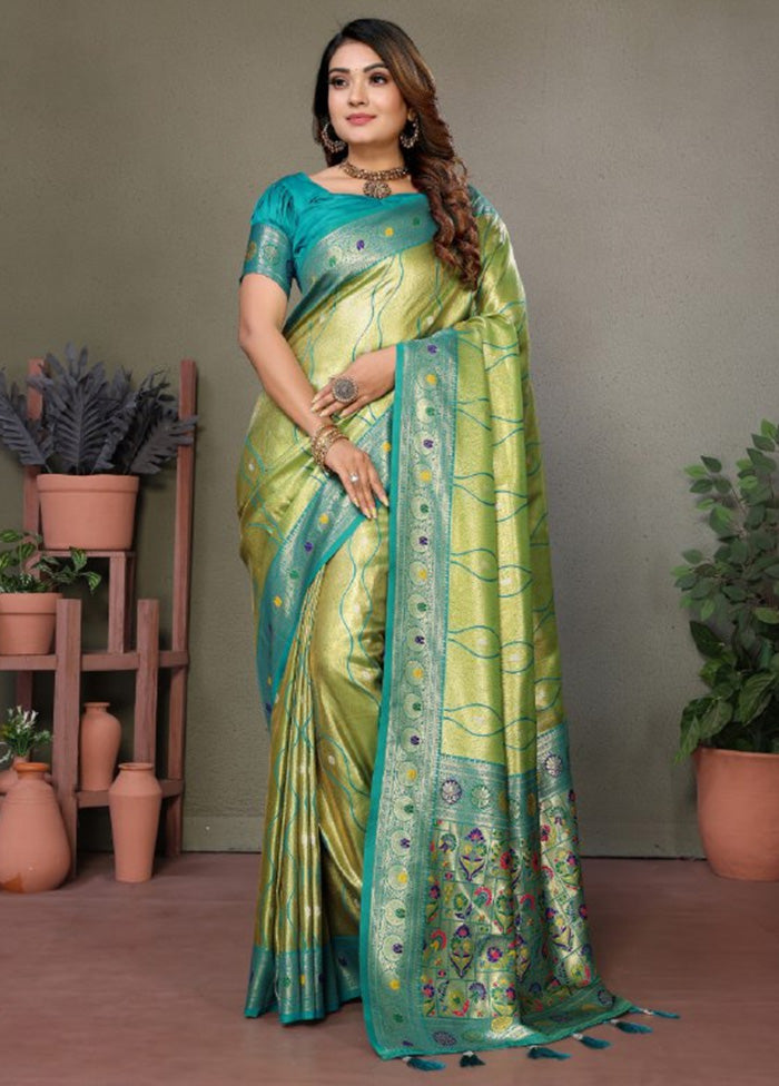 Green Banarasi Silk Saree With Blouse Piece