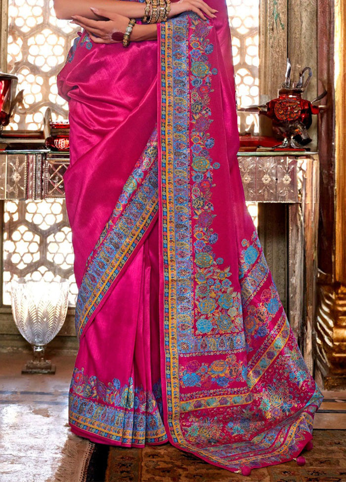 Rani Spun Silk Saree With Blouse Piece