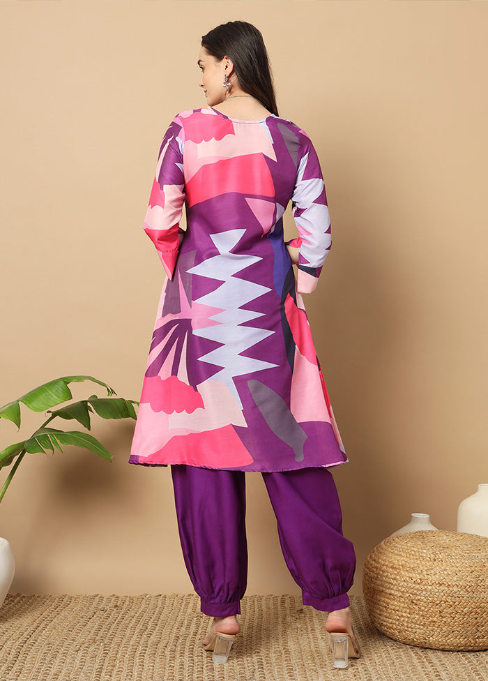 2 Pc Multicolor Readymade Silk Coord Set