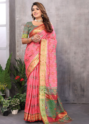 Multicolor Spun Silk Saree With Blouse Piece