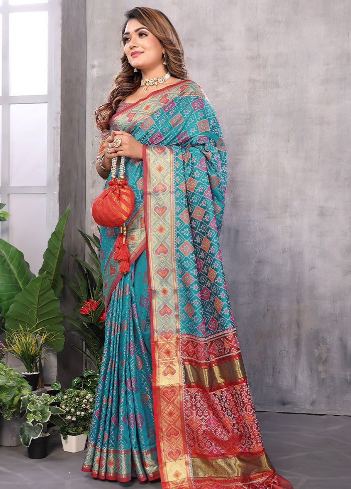 Multicolor Spun Silk Saree With Blouse Piece