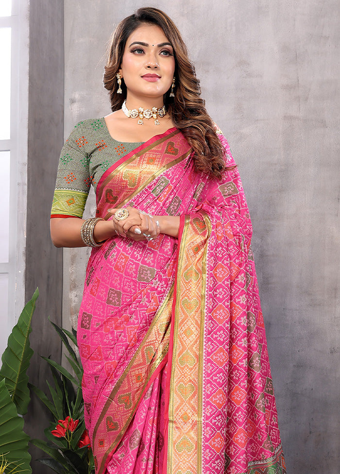 Multicolor Spun Silk Saree With Blouse Piece