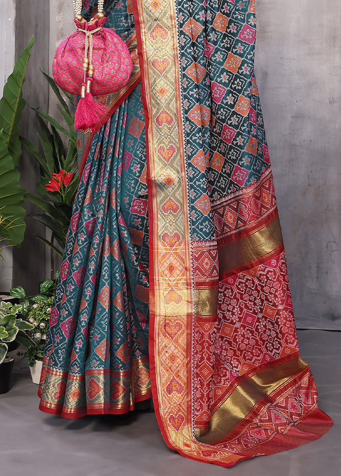 Multicolor Spun Silk Saree With Blouse Piece