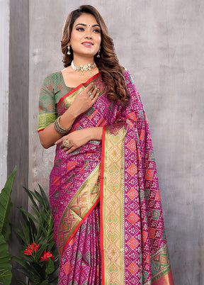 Multicolor Spun Silk Saree With Blouse Piece