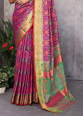 Multicolor Spun Silk Saree With Blouse Piece