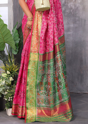 Multicolor Spun Silk Saree With Blouse Piece