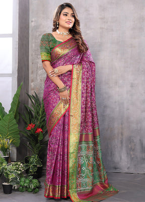 Multicolor Spun Silk Saree With Blouse Piece