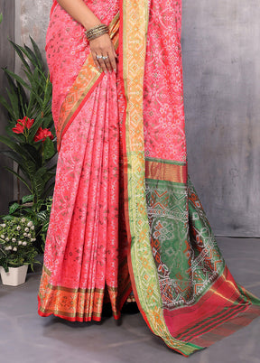 Multicolor Spun Silk Saree With Blouse Piece