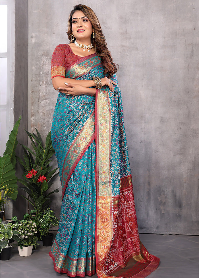 Multicolor Spun Silk Saree With Blouse Piece