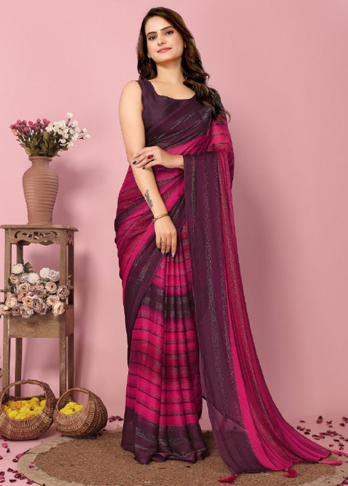 Multicolor Spun Silk Saree With Blouse Piece