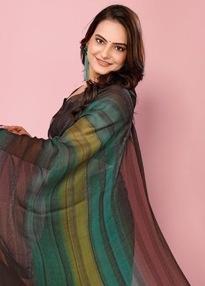 Multicolor Spun Silk Saree With Blouse Piece