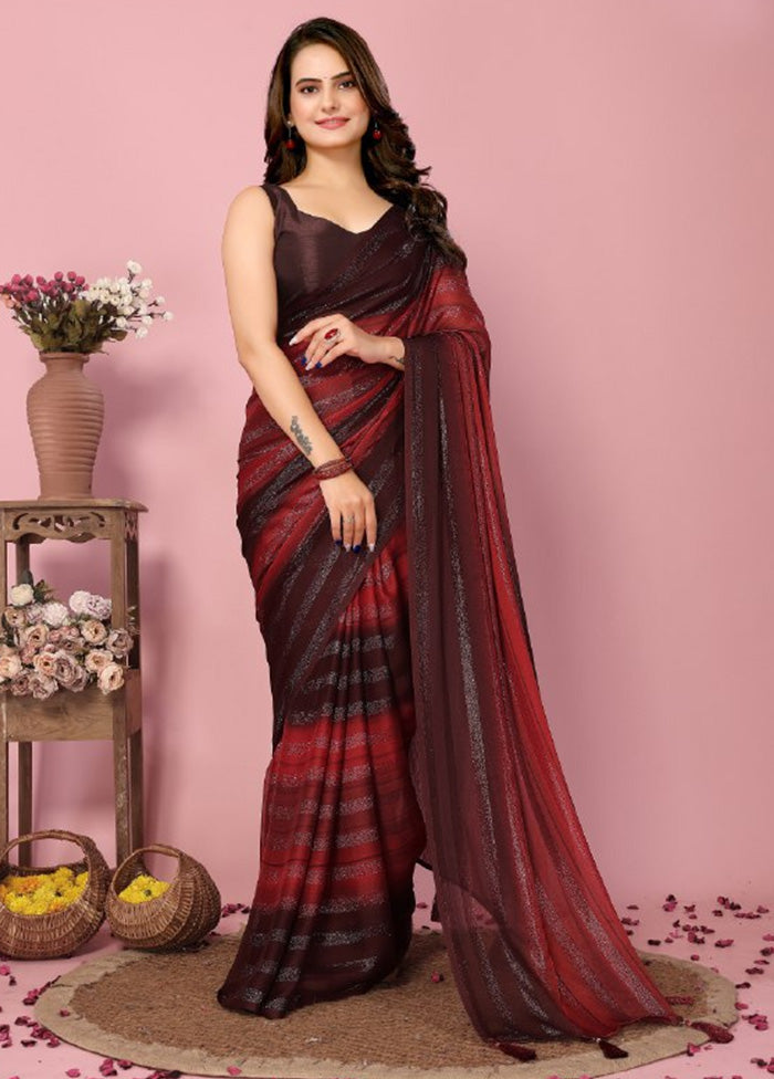 Multicolor Spun Silk Saree With Blouse Piece