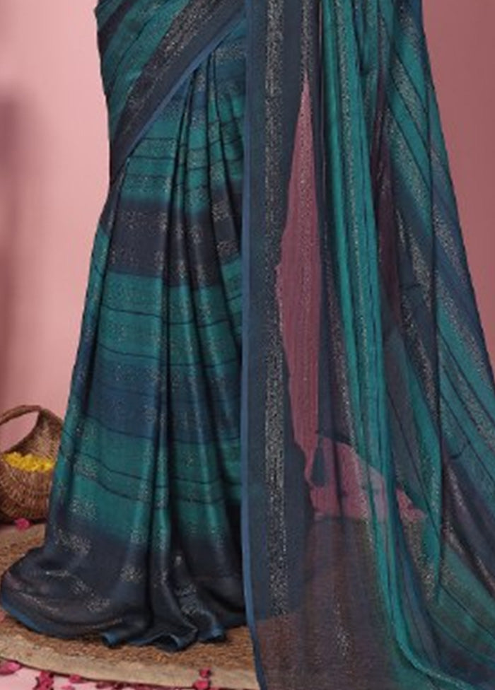 Multicolor Spun Silk Saree With Blouse Piece