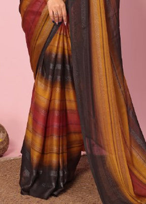 Multicolor Spun Silk Saree With Blouse Piece